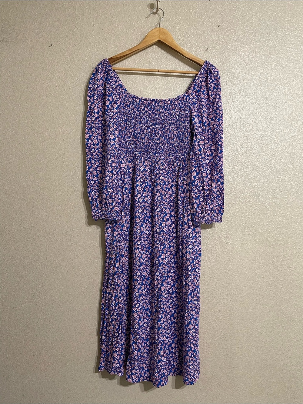 J. Crew Lavender-Blue Floral Smocked Maxi Dress - Picture 4 of 13
